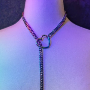 Rainbow Heart Slip Chain Necklace