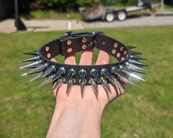 Classic Silver Spiked Choker - Double Row
