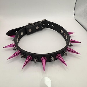 Hot Pink// Black  Spiked Choker