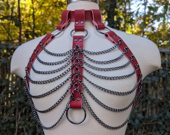 Red Chain Bra "Crimson Shadow"
