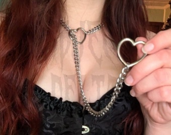 Silver Heart or O-Ring Slip Chain Necklace