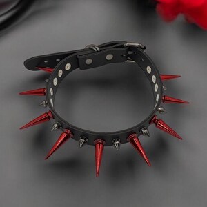 Red// Black  Spiked Choker