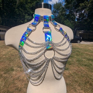 Chain Bra- Holographic Silver