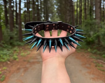 Blue // Black Spiked Choker