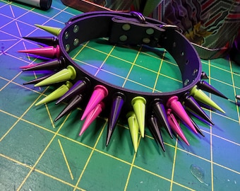Black Green Pink Spiked Choker