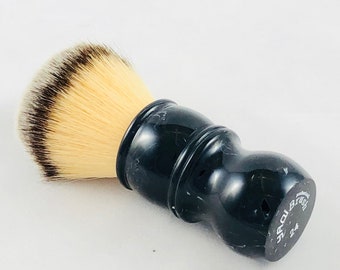 24mm Synthetic Shaving Brush Black handle with White Marblizing