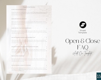 Showit Open/ Close  FAQ Template page Add on for websites