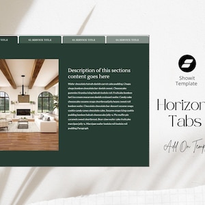Showit Horizontal Tabs Add-On Template: Modern Website Design Canvas for Web Developers