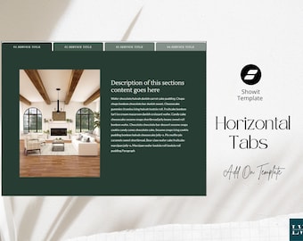 Showit Horizontal Tabs Add-On Template: Modern Website Design Canvas for Web Developers