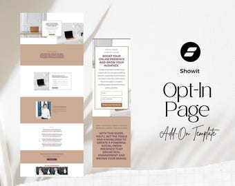 Showit Template Opt-In Page Freebie Canvas Landing Page Add on