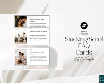 Showit Template Add-On stacking  FAQ Cards Scrolling Canvas Website Design Element
