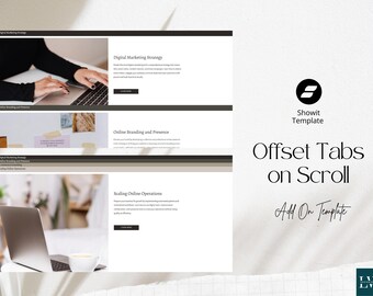 Showit Website Template with Offset Tabs Scrolling Add-On Canvas for Web Design
