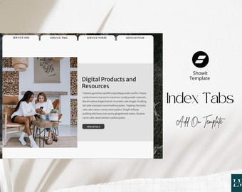 Showit Index Tab Template: Scrolling Website Add-On Design Canvas for Horizontal Navigation