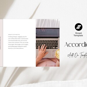 Modelo de acordeão Showit, modelo de site faça-você-mesmo para tela de adição.