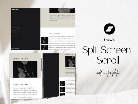 Split Screen Showit Template: Scrolling Canvas Web Design for Creative Portfolio Website
