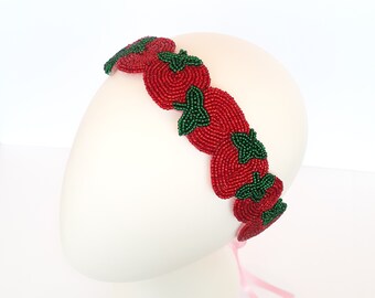 Strawberry Headband / Beaded Rhinestone Jewel / Twist Top  display picture 2