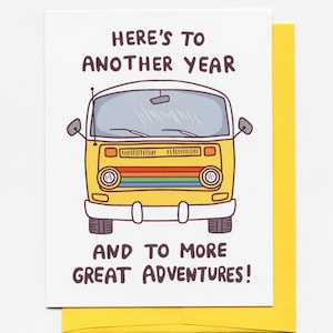 Carte d'anniversaire ou d'amour hippie, carte d'amour hippie van, carte de joyeux anniversaire ou d'amour, anniversaire