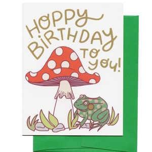 Carte d'anniversaire champignon, carte d'anniversaire grenouille crapaud, anniversaire houblonné, carte champignon