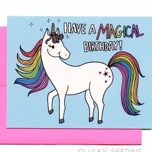 Carte d'anniversaire licorne, carte licorne drôle, carte d'anniversaire magique, carte licorne mignonne