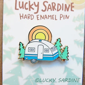 Happy Camper Enamel Pin, Camper Pin, Camping Pin, Camper enamel pin, Trailer Enamel Pin