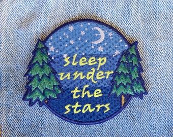 Sleep Under The Stars Iron On Patch, Outdoors Embroidered Patch, Camping Patch, Stars Patch, Sleep Under the stars