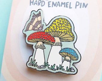 Mushroom Moth Enamel Pin, Mushrooms, Moth Pin, Toadstool enamel pin, Moth Enamel Pin, Mushrooms