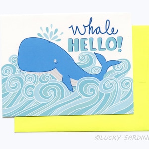 Carte baleine, carte bonjour, carte penser à vous, carte amitié, carte océan, carte 80's 90's, carte d’ami baleine