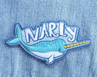 Patch narval, Patch brodé, Patch fer sur fer, Licorne de la mer, Patch Narly, Licorne