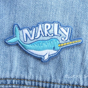 Narwhal Patch, Embroidered Patch, Iron On Patch, Unicorn of the sea, Narly Patch, Unicorn
