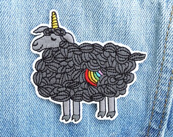 Black Sheep Patch, Embroidered Patch, Iron On Patch, Unicorn Patch, Rainbow Patch, Sheep Patch