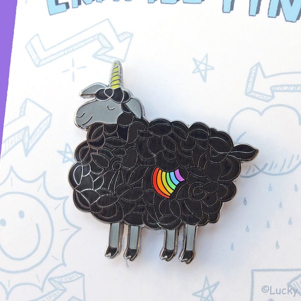 Black Sheep Enamel Pin, Black Sheep, Black Sheep Pin, Unicorn enamel pin, Rainbow pin