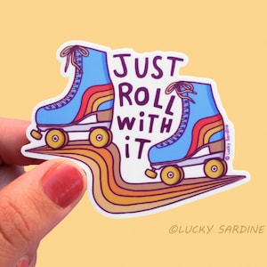 Roller Skate Vinyl Sticker, Skates Sticker, Vinyl Decal, Skate Sticker, Retro Roller skates, Roll with it