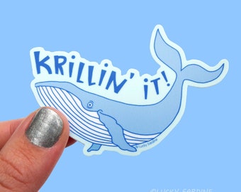 Humpback Whale Vinyl Sticker, Whale Sticker, Killin' It sticker, Gift for her, vinyl decal, Laptop sticker