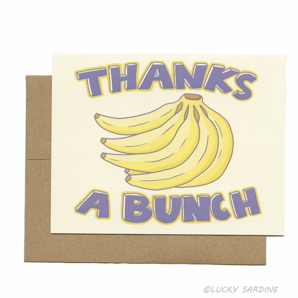 Banana thank you card, thanks a bunch card, Thank you card, Cute thank you card,