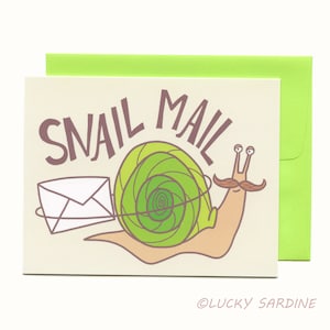 Carte de courrier d’escargot, Carte de pensée de vous, Carte d’amitié, Carte d’escargot de moustache