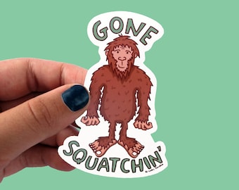 Bigfoot Vinyl Sticker, Bigfoot Sticker, Sasquatch sticker, waterbottle sticker, vinyl decal, laptop sticker, Gone Squatchin sticker