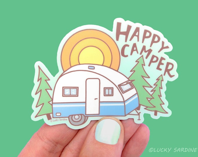 Happy Camper Vinyl Sticker Camping Sticker Happy Camper - Etsy