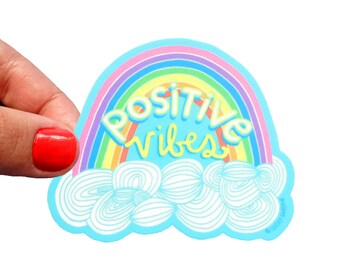 Rainbow Vinyl Sticker, Retro Sticker, Postive Vibes sticker, Laptop, gift for her, Good Vibes, vinyl decal