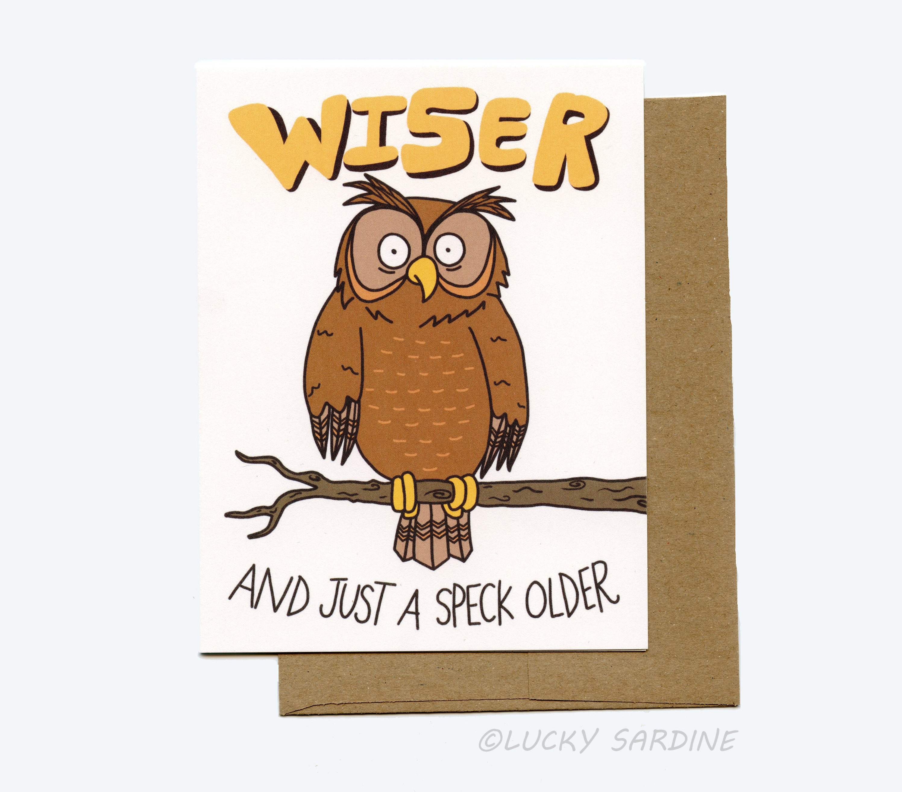 Owl Birthday Card, Wiser Birthday Card, Funny Birthday Card, Older