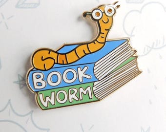 Bookworm, Book Worm, Book Lover Enamel Pin