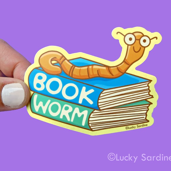 Bookworm Vinyl Sticker, Book Worm Sticker, Bookworm, Book Lover sticker, Book Sticker, vinyl decal