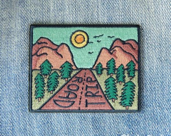 Road Trip, Mountains & Sunshine, Adventure Iron-On Embroidered Patch