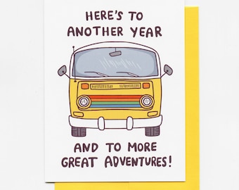 Hippie birthday or Love card, Hippie Van Love card, Happy Birthday or Love card, Anniversary