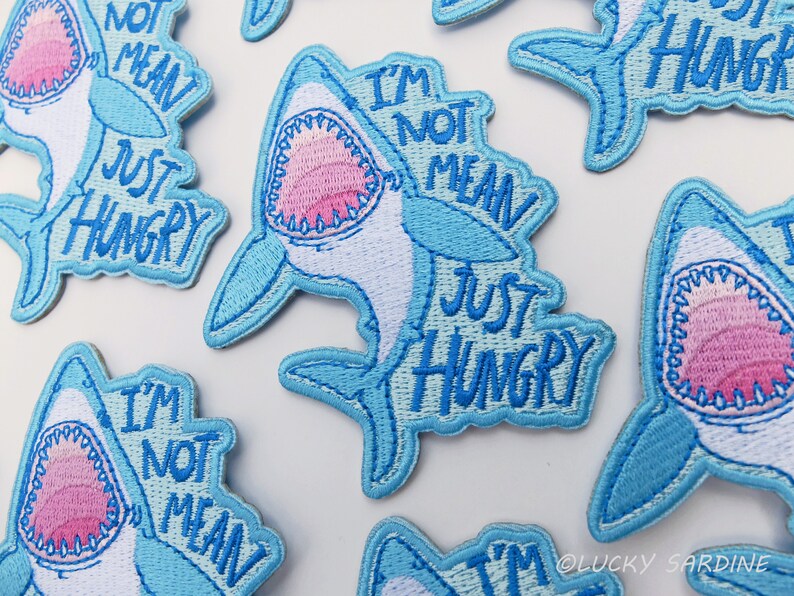 Shark Patch Embroidered Shark Patch Iron on Patch Jaws Etsy