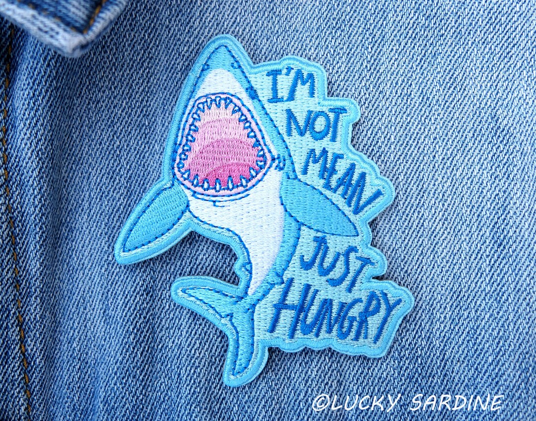 Shark Patch Embroidered Shark Patch Iron on Patch Jaws Etsy