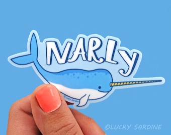 Narwhal Vinyl Sticker, Unicorn of the Sea Sticker, Unicorn, Narwhal sticker, Gift for her, vinyl decal, Gnarly