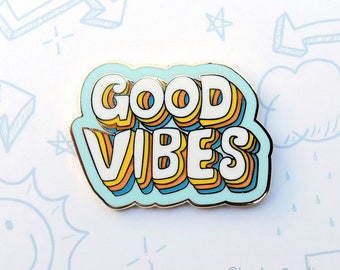 Good Vibes Enamel Pin, Good Vibes, Good Vibes Pin, Rainbow enamel pin, Happy Enamel Pin