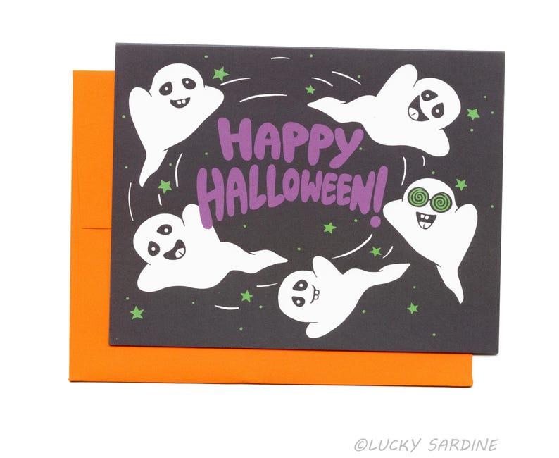 Ghost Halloween Card, Happy Halloween Card, Funny Ghost Card, Spooky Halloween image 2