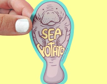 Manatee Vinyl Sticker, Sea Potato Sticker, Funny Manatee sticker, Manatee sticker