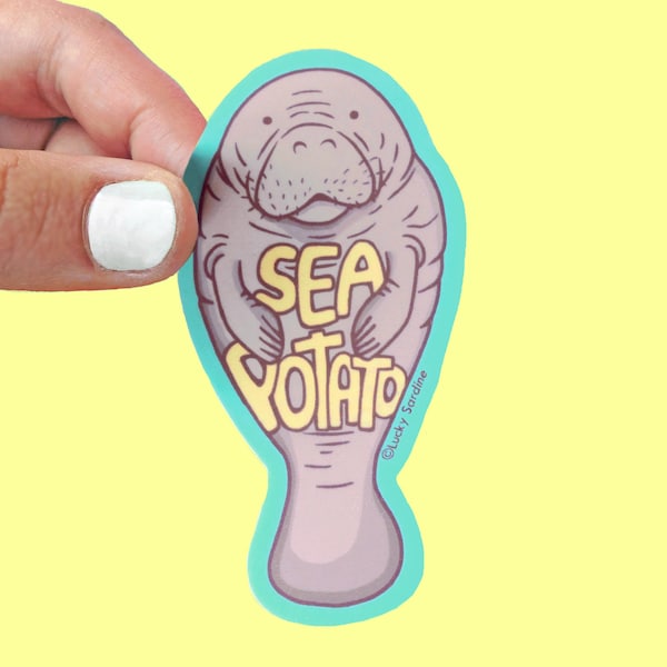 Manatee Vinyl Sticker, Sea Potato Sticker, Funny Manatee sticker, Manatee sticker
